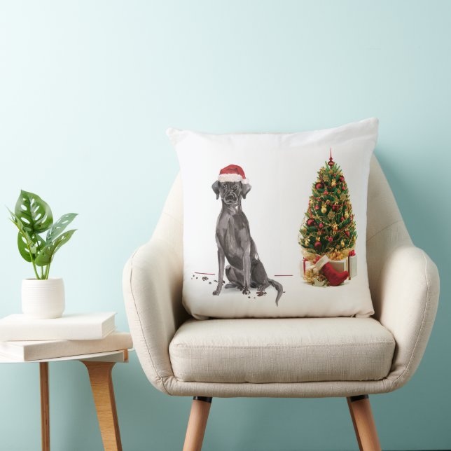 Black Lab Funny Christmas Dog and Tree Kissen (Stuhl )