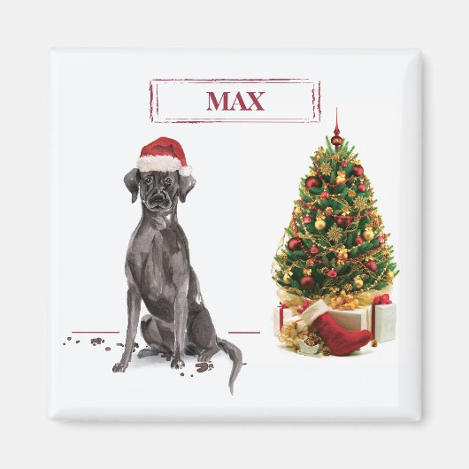 Black Lab Funny Christmas Dog and Tree Magnet (Vorne)