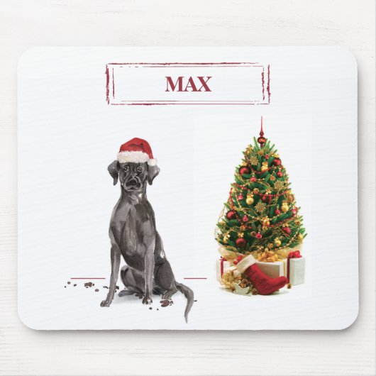 Black Lab Funny Christmas Dog and Tree Mousepad (Vorne)