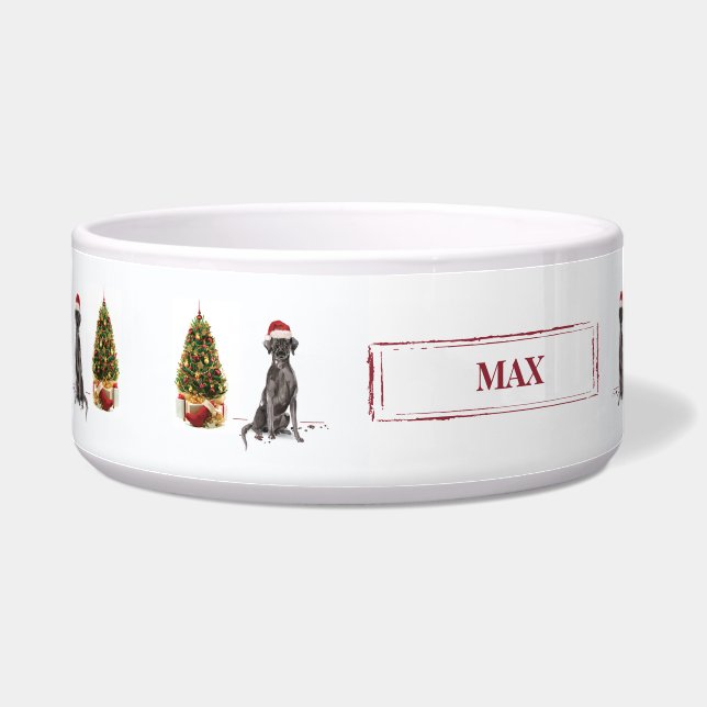 Black Lab Funny Christmas Dog and Tree Napf (Links)