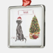 Black Lab Funny Christmas Dog and Tree Ornament Aus Metall (Links)