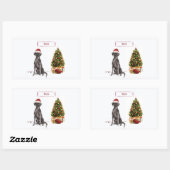 Black Lab Funny Christmas Dog and Tree Rechteckiger Aufkleber (Blatt)