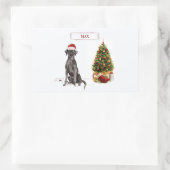 Black Lab Funny Christmas Dog and Tree Rechteckiger Aufkleber (Tasche)