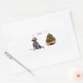Black Lab Funny Christmas Dog and Tree Rechteckiger Aufkleber