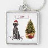 Black Lab Funny Christmas Dog and Tree Schlüsselanhänger (Vorne)