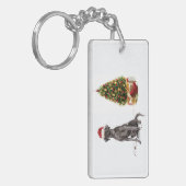 Black Lab Funny Christmas Dog and Tree Schlüsselanhänger (Vorderseite links)