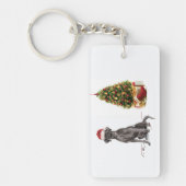 Black Lab Funny Christmas Dog and Tree Schlüsselanhänger (Vorderseite)