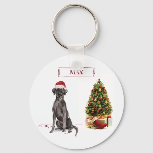 Black Lab Funny Christmas Dog and Tree Schlüsselanhänger (Vorderseite)