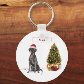 Black Lab Funny Christmas Dog and Tree Schlüsselanhänger (Vorderseite)