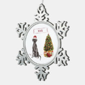Black Lab Funny Christmas Dog and Tree Schneeflocken Zinn-Ornament (Rechts)