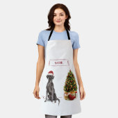 Black Lab Funny Christmas Dog and Tree Schürze (Getragen)