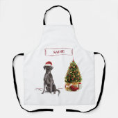 Black Lab Funny Christmas Dog and Tree Schürze (Vorderseite)