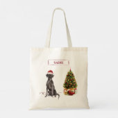 Black Lab Funny Christmas Dog and Tree Tragetasche (Rückseite)