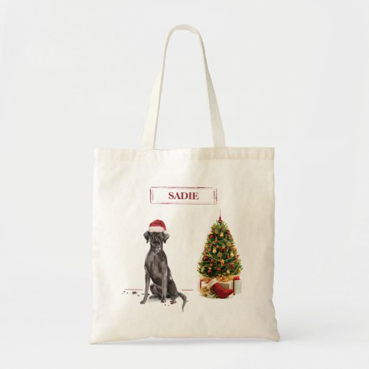 Black Lab Funny Christmas Dog and Tree Tragetasche (Vorne)
