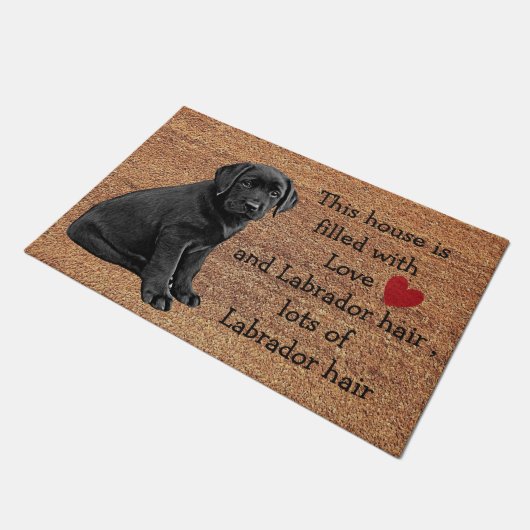 Black Lab Funny Hund Rustic Coir Eintrag Labrador Fußmatte (Schrägansicht)