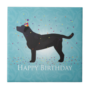 Black Lab Happy Birthday Design Fliese