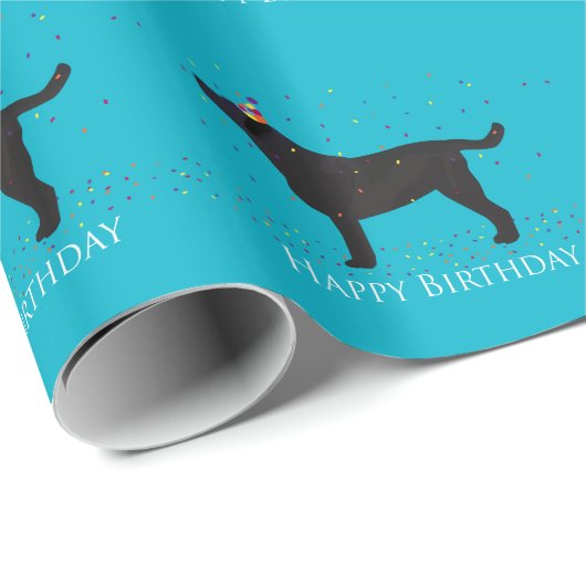 Black Lab Happy Birthday Design Geschenkpapier (Rolleneckpunkt)