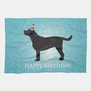 Black Lab Happy Birthday Design Geschirrtuch