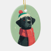 Black Lab Holiday Keepsake Keramik Ornament (Hinten)