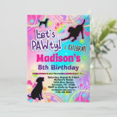 Black Lab Hund Geburtstag PAWty Einladung für Kind (Stehend Vorderseite)