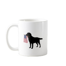Black Lab Hund Holding 4. Juli Patriotic USA Flag