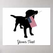 Black Lab Hund mit amerikanischer Flagge, 4. Juli Poster (Vorne)