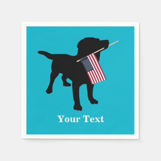 Black Lab Hund mit amerikanischer Flagge, 4. Juli Serviette (Vorderseite)