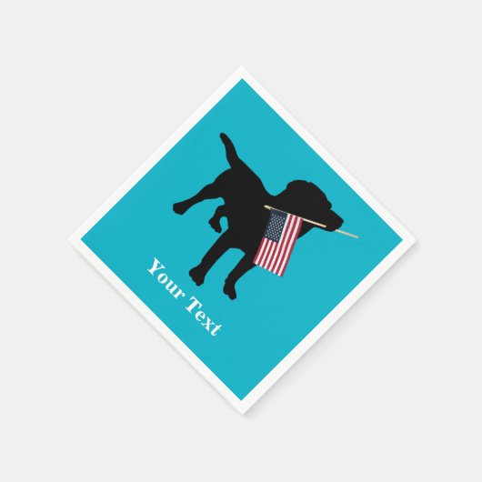 Black Lab Hund mit amerikanischer Flagge, 4. Juli Serviette (Ecke)