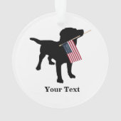 Black Lab Hund mit amerikanischer Flagge, Weihnach Ornament (Rückseite)