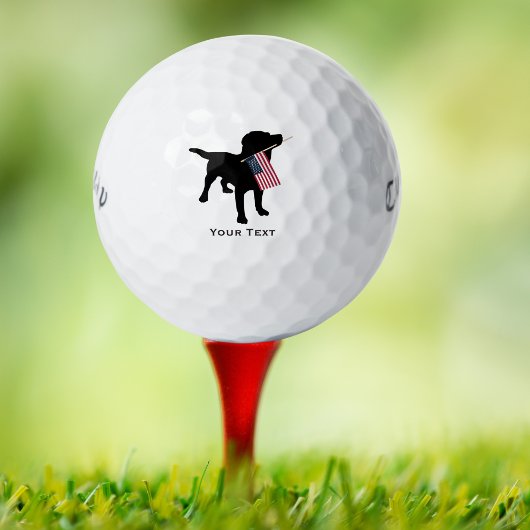 Black Lab Hund mit der US-Flagge, 4. Juli Golfball