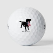 Black Lab Hund mit der US-Flagge, 4. Juli Golfball (Vorderseite)
