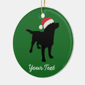 Black Lab Hund mit Weihnachts-Weihnachtsmannmütze Keramikornament (Links)