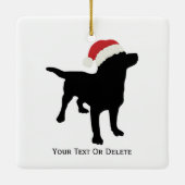 Black Lab Hund mit Weihnachtshut Keramikornament (Rückseite)
