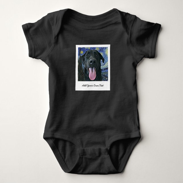 Black Lab Hund Personalisiertes Foto und Text für  Baby Strampler (Vorderseite)