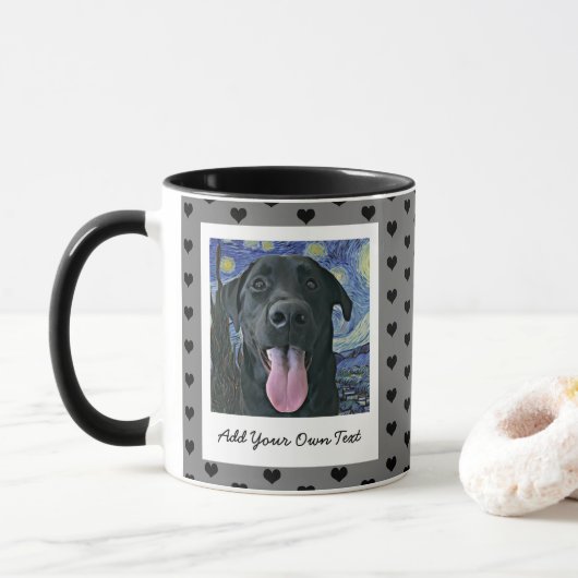 Black Lab Hund Personalisiertes Foto und Text für Tasse (Mit Donut)