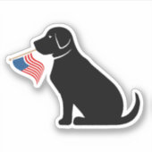 Black Lab Hund Silhouette American Flag USA Aufkleber (Vorderseite)