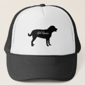 Black Lab Hund Silhouette Personalisiert Name T-Sh Truckerkappe (Vorderseite)