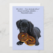 Black Lab Hund und Donuts Einladung (Vorne/Hinten)