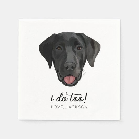 Black Lab Hund Wedg Party Custom Cocktail Napkin Serviette (Vorderseite)