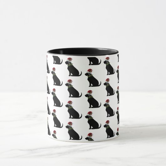 Black Lab Hund Weihnachten Weihnachtsmannmütze Hei Tasse (Zentrum)