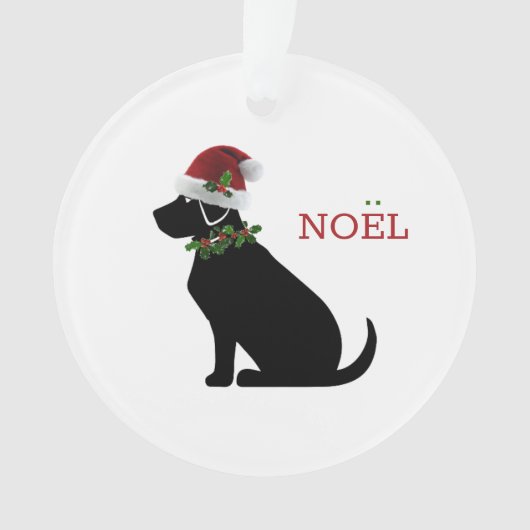 Black Lab Hund Weihnachts-Weihnachtsmannmütze Holl Ornament (Vorderseite)