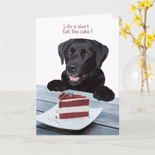 Black Lab Jeden Anlaß Card - Hundekuchen Geburtsta Karte (Gelbe Blume)