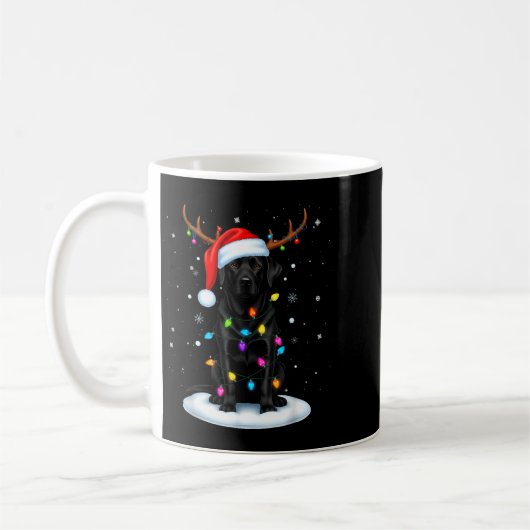 Black Lab Labrador Christmas Dog Reindeer Lights P Kaffeetasse (Links)