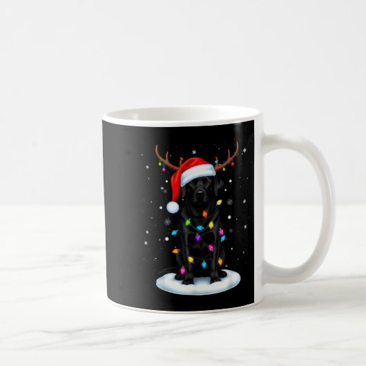 Black Lab Labrador Christmas Dog Reindeer Lights P Kaffeetasse (Rechts)