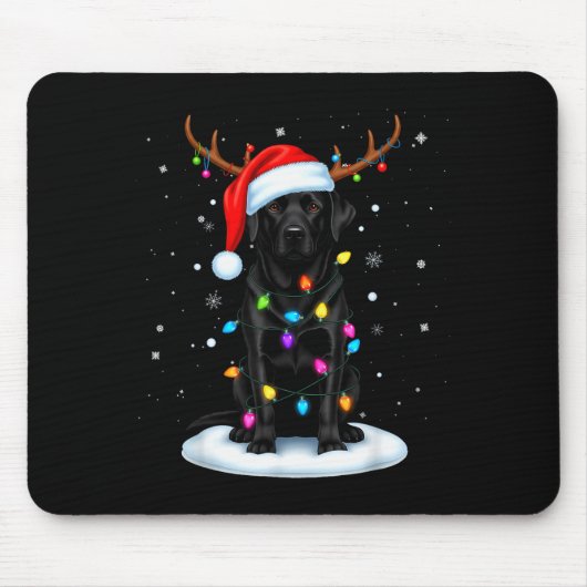 Black Lab Labrador Christmas Dog Reindeer Lights P Mousepad (Vorne)
