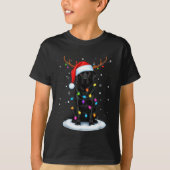 Black Lab Labrador Christmas Dog Reindeer Lights P T-Shirt (Vorderseite)