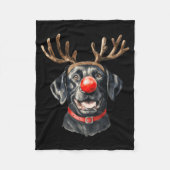 Black Lab Labrador Christmas Dog Reindeer Xmas Paj Fleecedecke (Vorderseite)