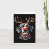 Black Lab Labrador Christmas Dog Reindeer Xmas Paj Karte (Vorderseite)