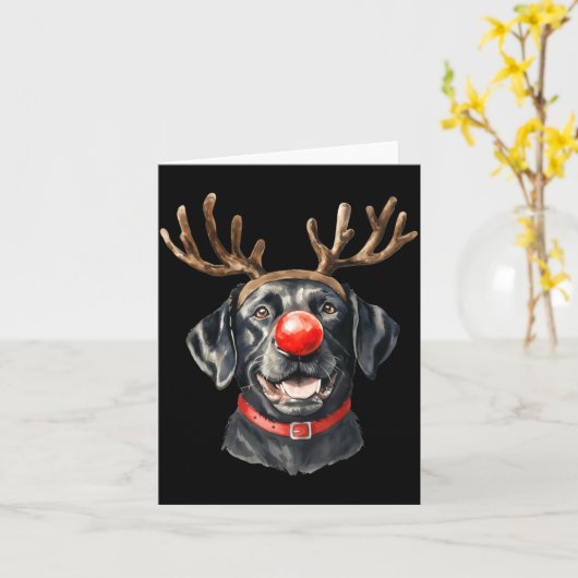 Black Lab Labrador Christmas Dog Reindeer Xmas Paj Karte (Gelbe Blume)