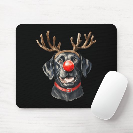 Black Lab Labrador Christmas Dog Reindeer Xmas Paj Mousepad (Mit Mouse)